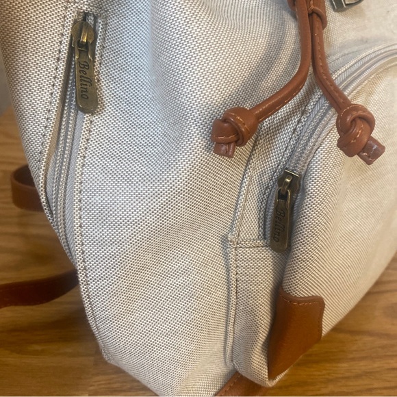 Leather And Canvas Backpack Georgia O’Keffe Museum Logo By Bellino - Picture 8 of 12